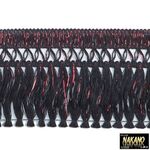 昔ながらのフロントカーテン　キララフレンジ　ラメ黒/赤　2.2ｍ