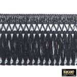 昔ながらのフロントカーテン　キララフレンジ　ラメ黒/シルバー　2.2ｍ