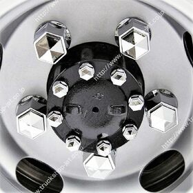 【リヤ ハブナットカバー　トラック用 500624】角型ABS樹脂製クロームメッキ　19ｍｍ　2