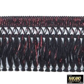 昔ながらのフロントカーテン　キララフレンジ　ラメ黒/赤　2.2ｍ