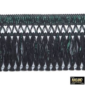 昔ながらのフロントカーテン　キララフレンジ　ラメ黒/緑　2.2ｍ