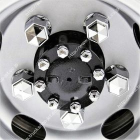【リヤ ハブナットカバー　トラック用 500621】角型ABS樹脂製クロームメッキ　14ｍｍ　2