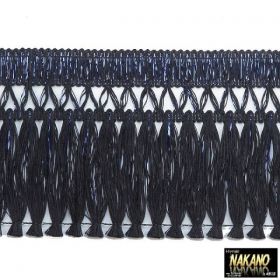 昔ながらのフロントカーテン　キララフレンジ　ラメ黒/青　2.2ｍ